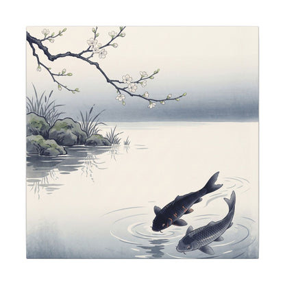 Ma Koi Pond Canvas Art - Zen Ukiyo E Inspired