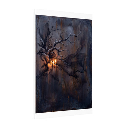 Winter Rust Patina Charcoal Ink Canvas Art | Atmospheric Decor
