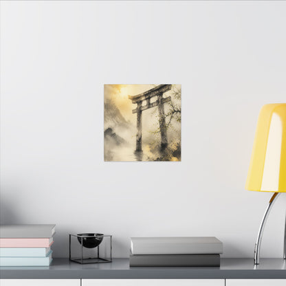 Spring Torii Gate Sumi E Canvas Art | Tranquil Decor