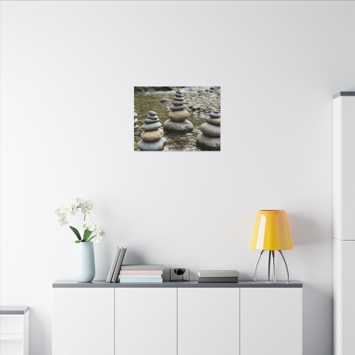 Zen River Stones in Dawn | Karesansui Canvas Art