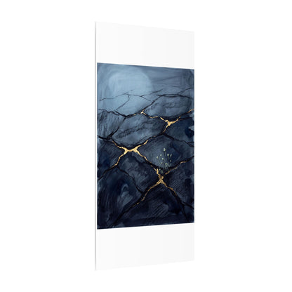 Mono No Aware Cracked Earth Canvas Art - Dark Japandi Charcoal Ink