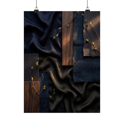 Silk Drape Wall Art Print | Spring Dark Japandi Dark Texture Art