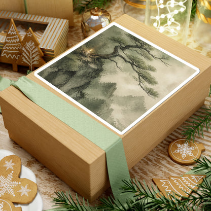 Pine Tree Watercolor Sticker | Neutral Japandi Art