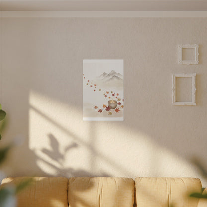 Earthy Mountain Mist Canvas Art - Japanese Pattern Japandi