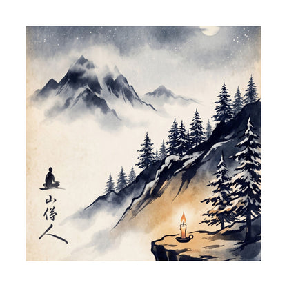 Calm Mountain Mist Wall Art Print - Ukiyo E Inspired Zen