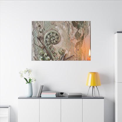 Japandi Fern Unfurling in Candlelight | Texture Canvas Art