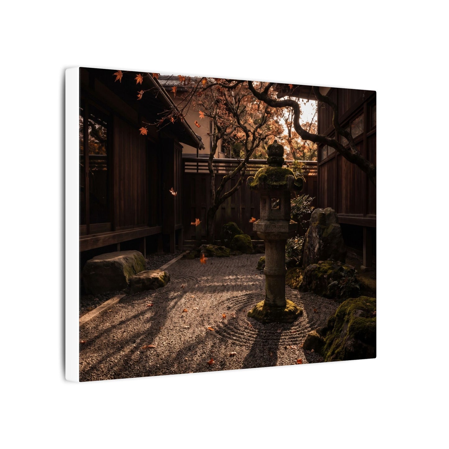 Seijaku Stone Lantern Canvas Art - Dark Japandi Shadow Zen