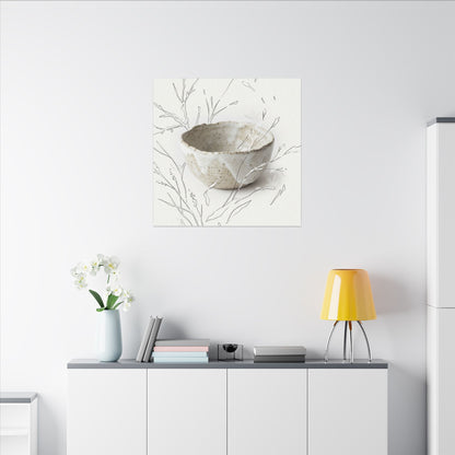 Neutral Ceramic Bowl Canvas Art - Minimal Line Japandi