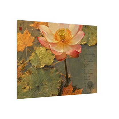 Autumn Lotus Flower Herbarium Canvas Art | Rustic Decor