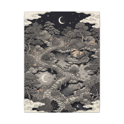 Moonlit Garden Ukiyo E Inspired Canvas Art | Serene Zen Art
