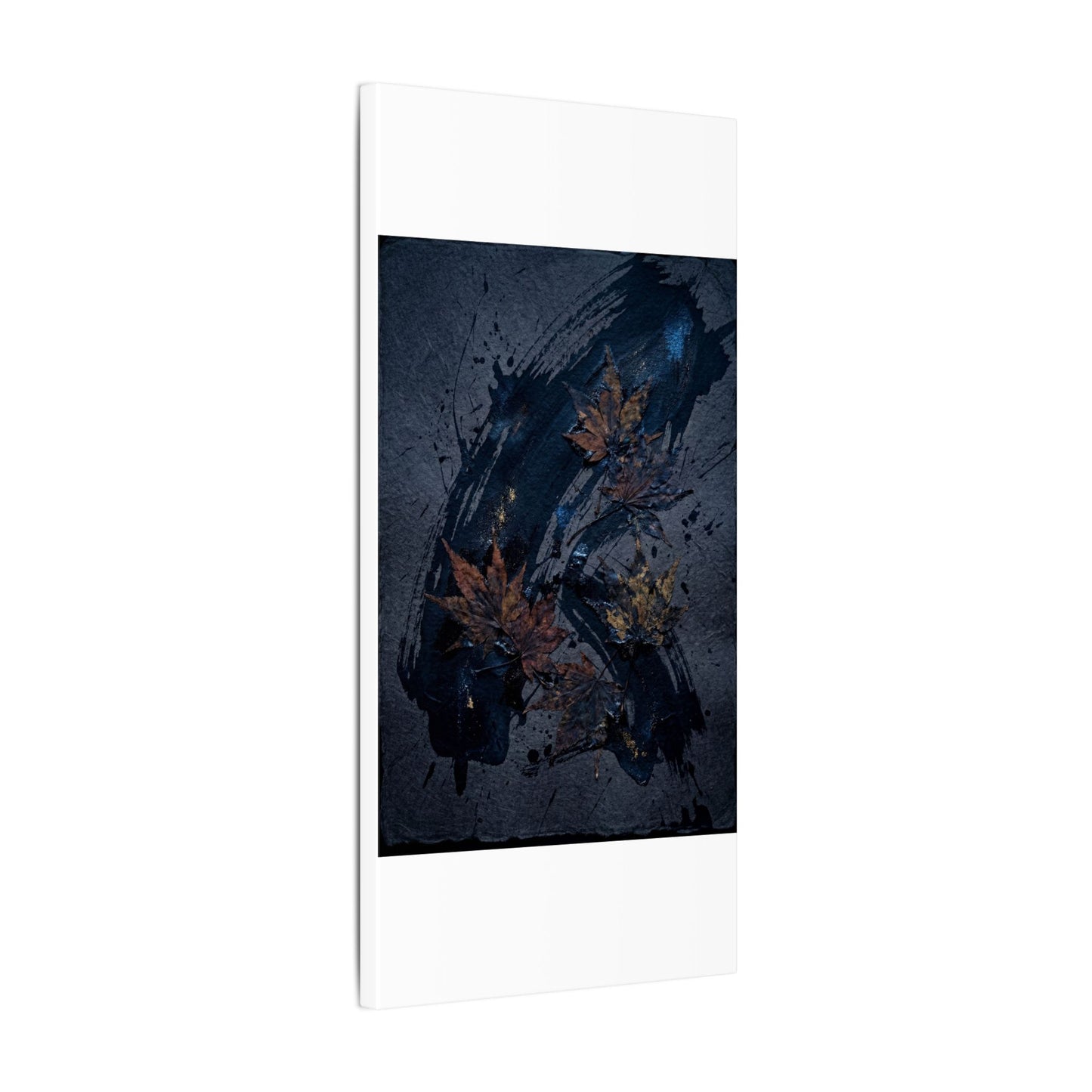 Sophisticated Ink Brushstroke Canvas Art - Dark Texture Dark Japandi
