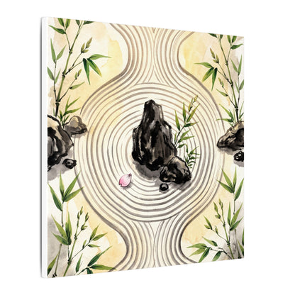 Zen Rock Garden in Golden Hour | Sumi E Canvas Art