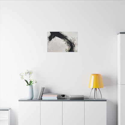 Ink Brushstroke Spring Canvas Art | Dark Japandi Sophisticated Design