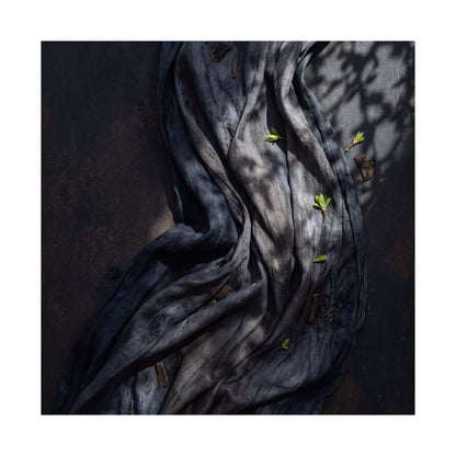 Dark Japandi Silk Drape in Dappled | Dark Texture Wall Art Print