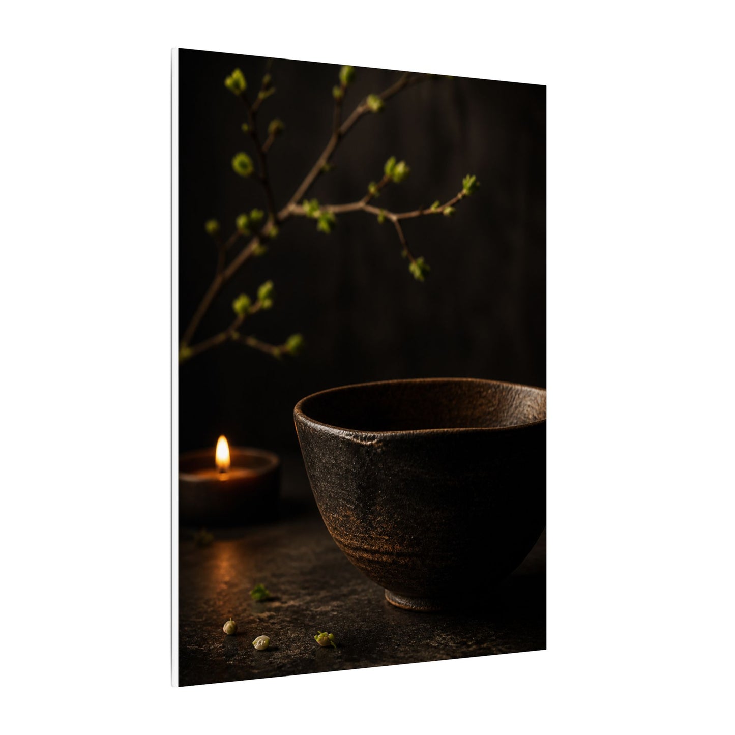 Moody Ceramic Bowl Canvas Art - Shadow Zen Dark Japandi
