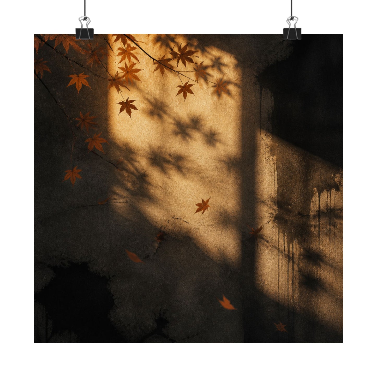 Sophisticated Shadow Play Wall Art Print - Charcoal Ink Dark Japandi