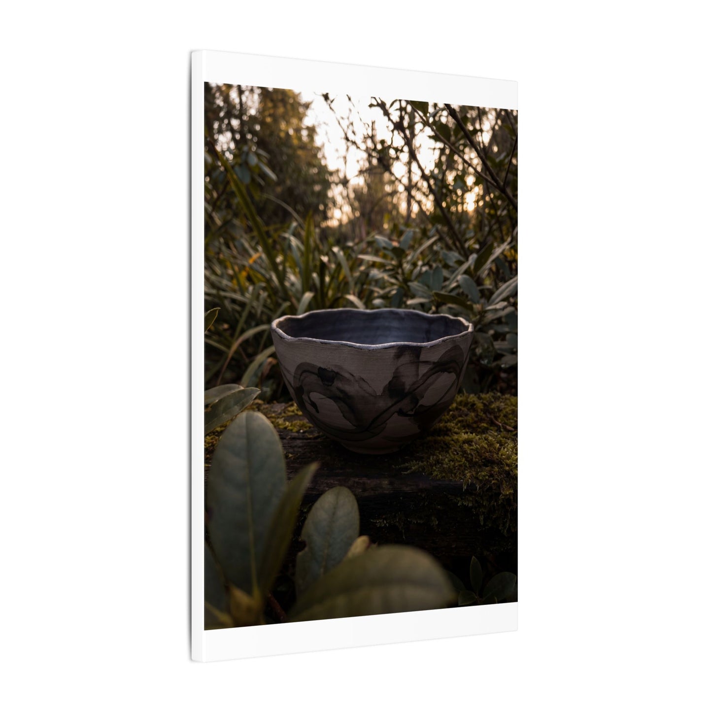 Ceramic Bowl Canvas Art | Summer Dark Japandi Charcoal Ink Art
