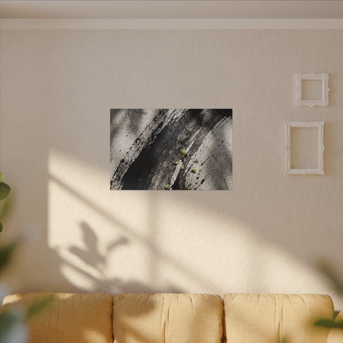 Ink Brushstroke Canvas Art | Spring Dark Japandi Moody Minimal Art