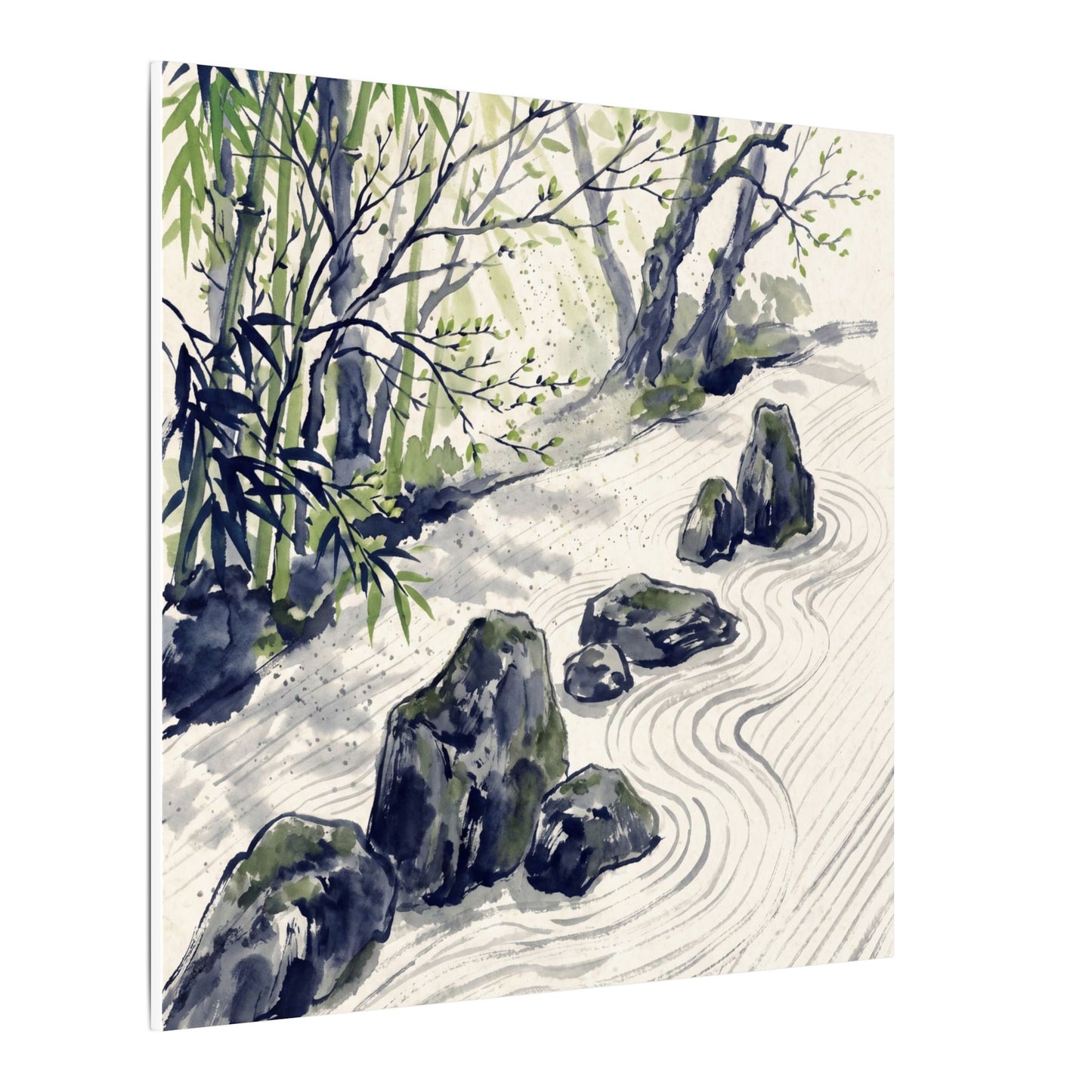 Dappled Rock Garden Canvas Art - Zen Mono No Aware