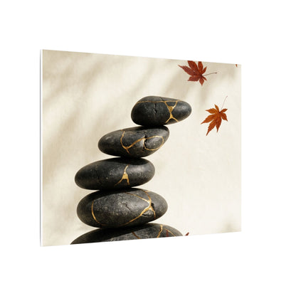 Kintsugi River Stones in Dappled | Crackle Gold Canvas Art