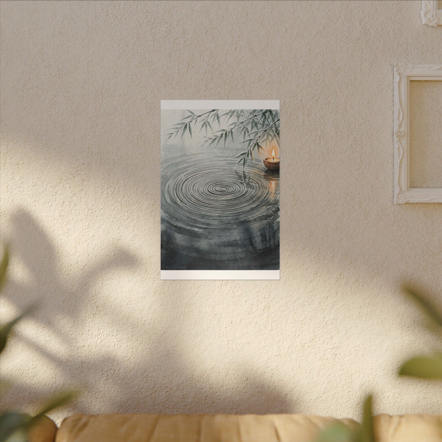 Water Ripple Sumi E Canvas Art | Calm Zen Art