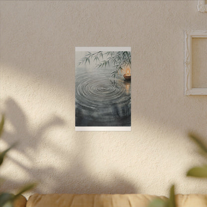 Water Ripple Sumi E Canvas Art | Calm Zen Art