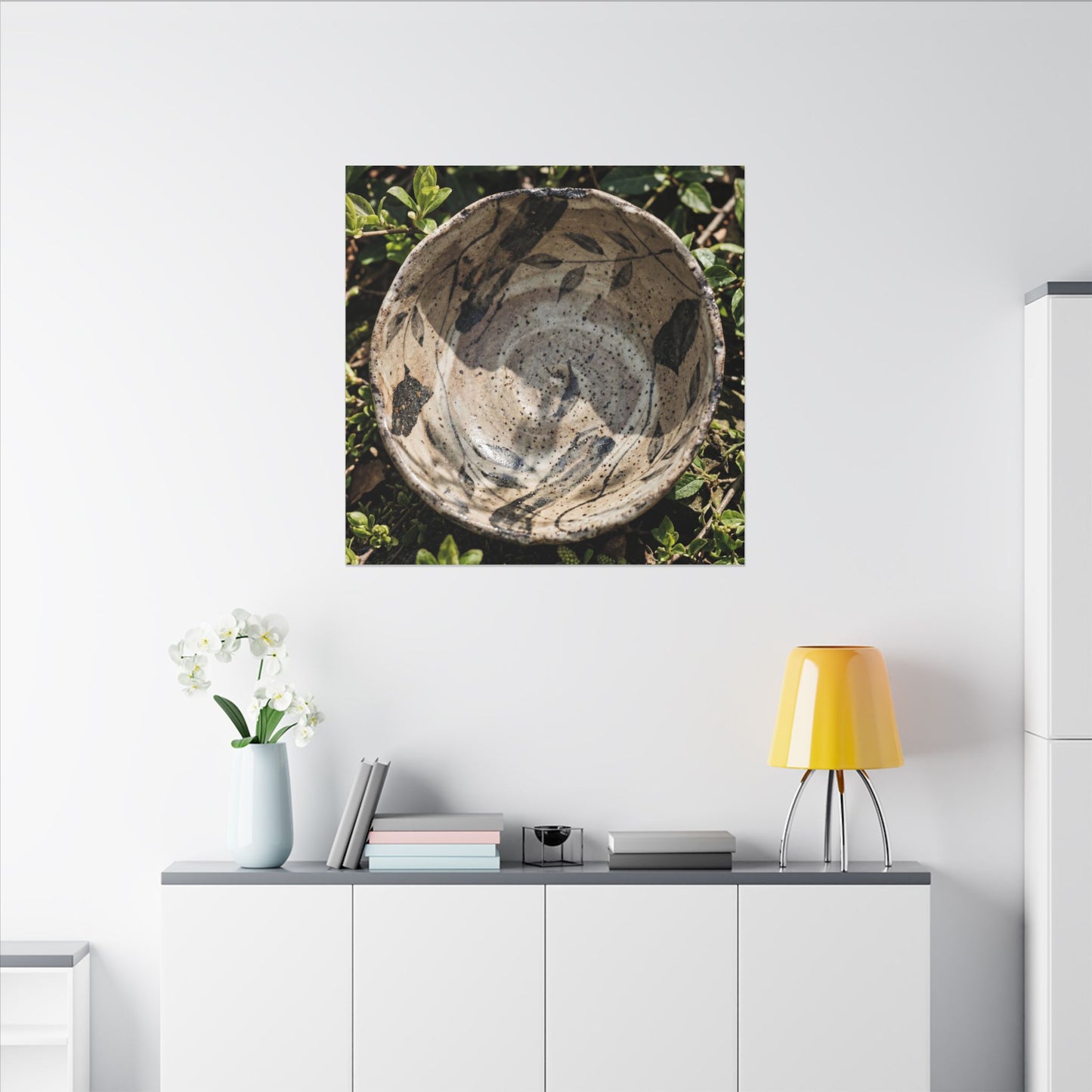 Elegant Ceramic Bowl Canvas Art - Japanese Pattern Japandi
