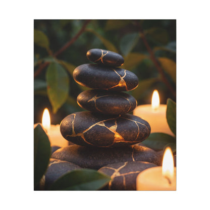 Summer River Stones Gold Vein Canvas Art | Philosophical Decor