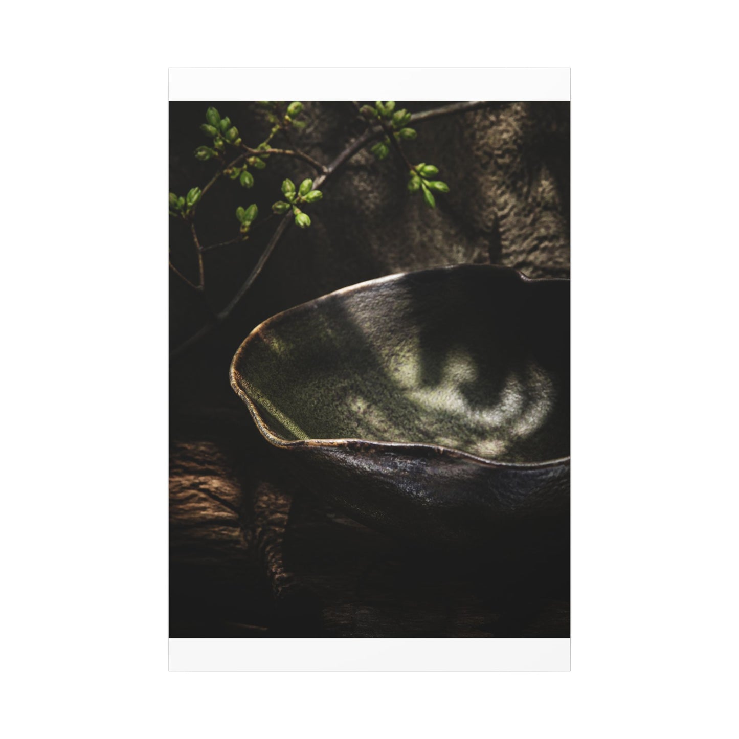 Sophisticated Ceramic Bowl Canvas Art - Dark Texture Dark Japandi