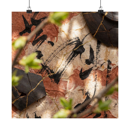 Resilient Ink Brushstroke Wall Art Print - Gold Repair Kintsugi