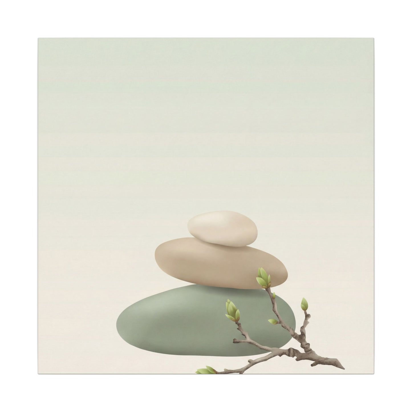 Dawn River Stones Canvas Art - Japandi Fukinsei