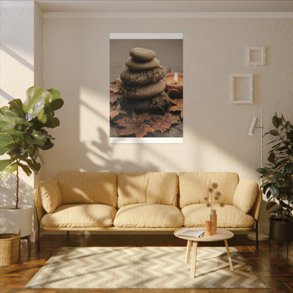 River Stones Canvas Art | Autumn Japandi Texture Art