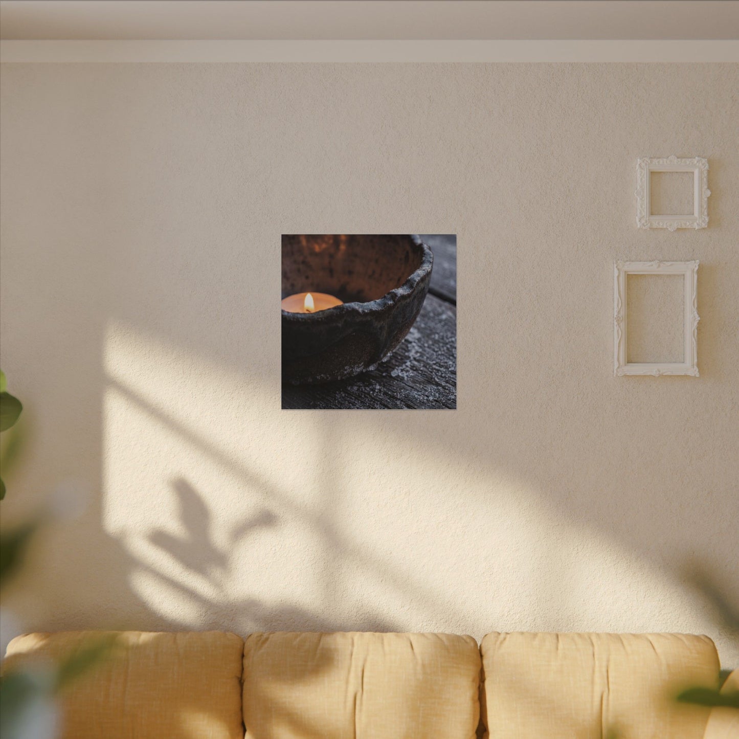 Atmospheric Ceramic Bowl Canvas Art - Moody Minimal Dark Japandi