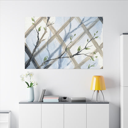 Shoji Screen Canvas Art | Spring Japandi Watercolor Art