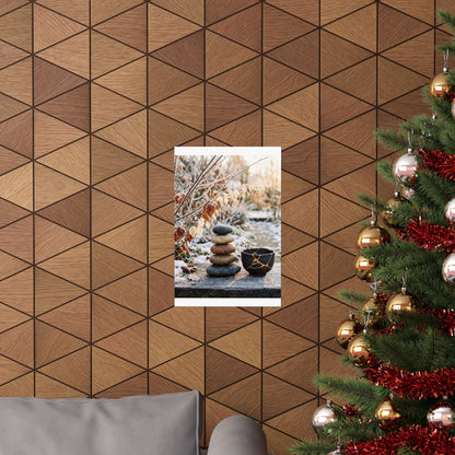 Winter River Stones Gold Repair Wall Art Print | Healing Decor