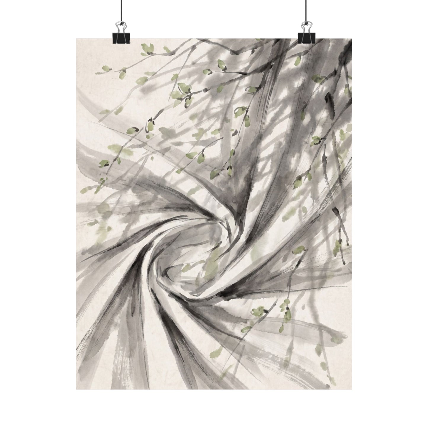 Silk Drape Wall Art Print | Spring Zen Sumi E Art Art Print