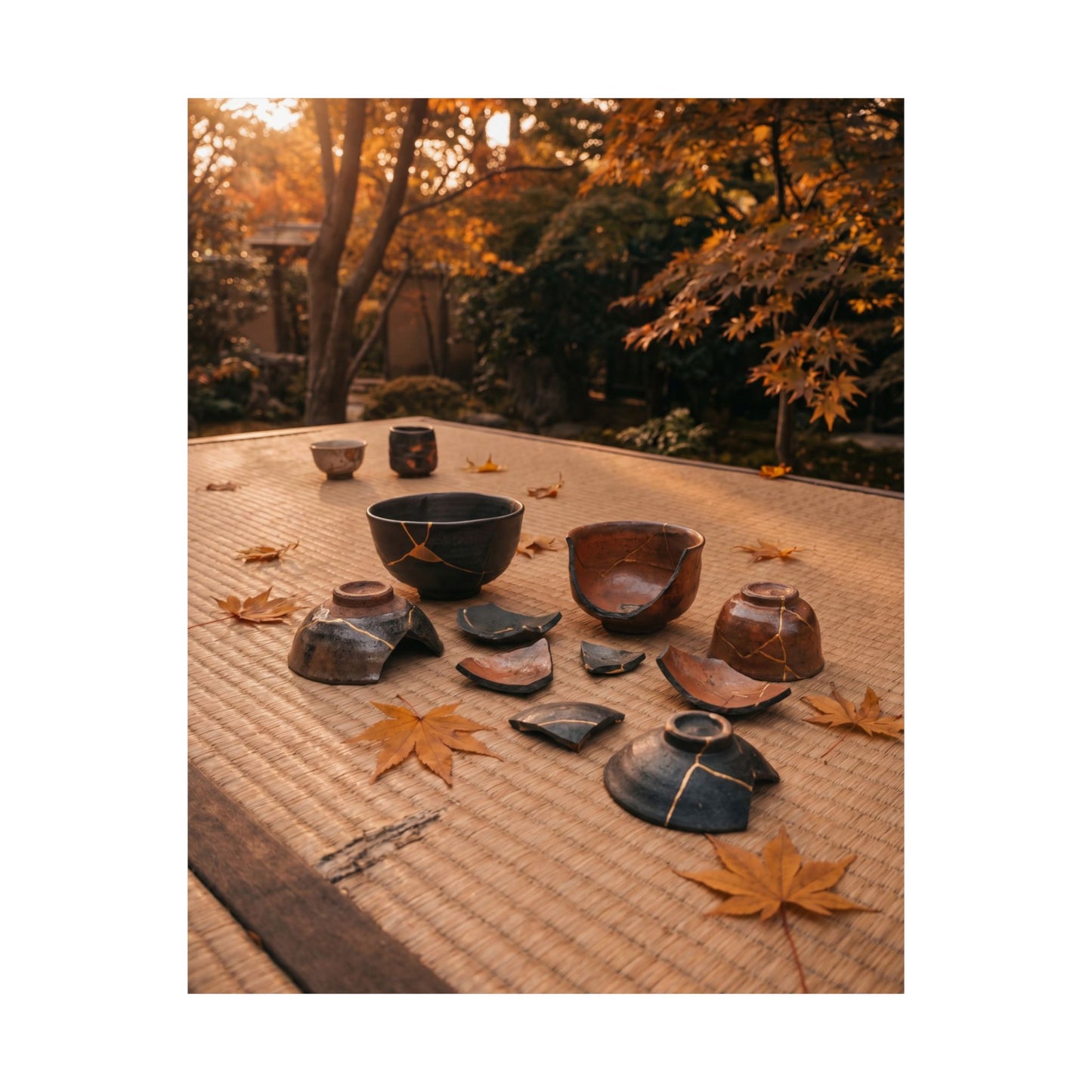Kintsugi Tea Ceremony in Golden Hour | Broken Beauty Wall Art Print