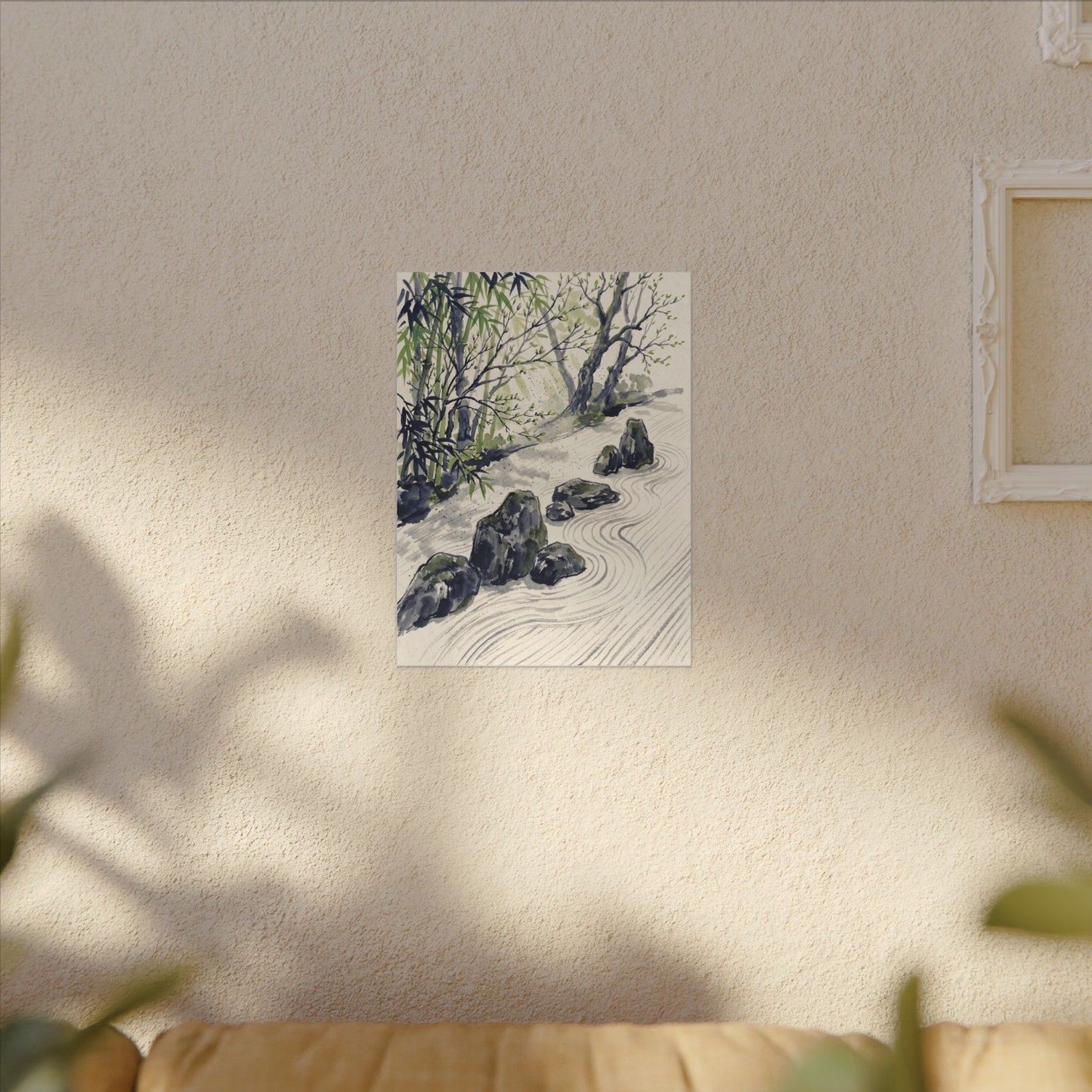 Dappled Rock Garden Canvas Art - Zen Mono No Aware