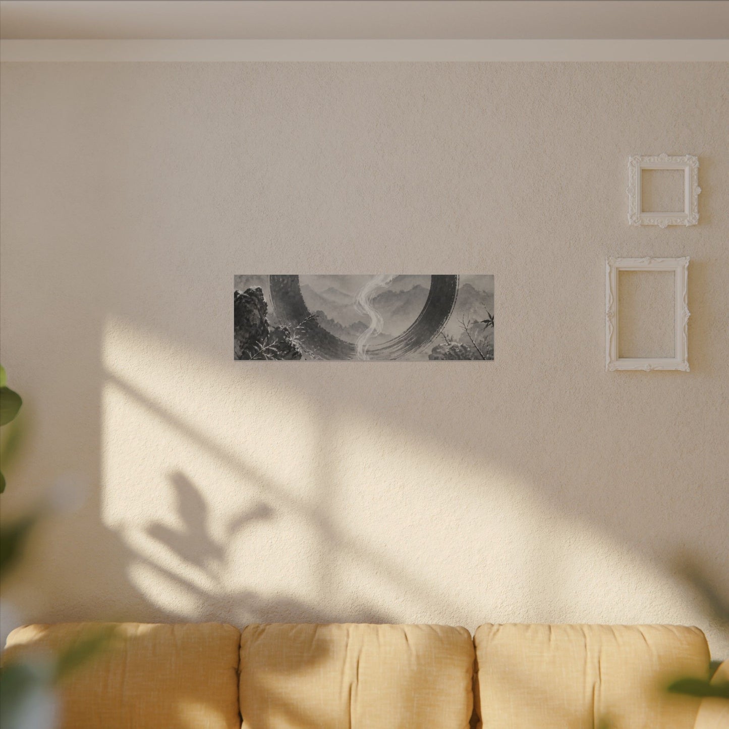 Incense Smoke Canvas Art | Winter Zen Sumi E Art