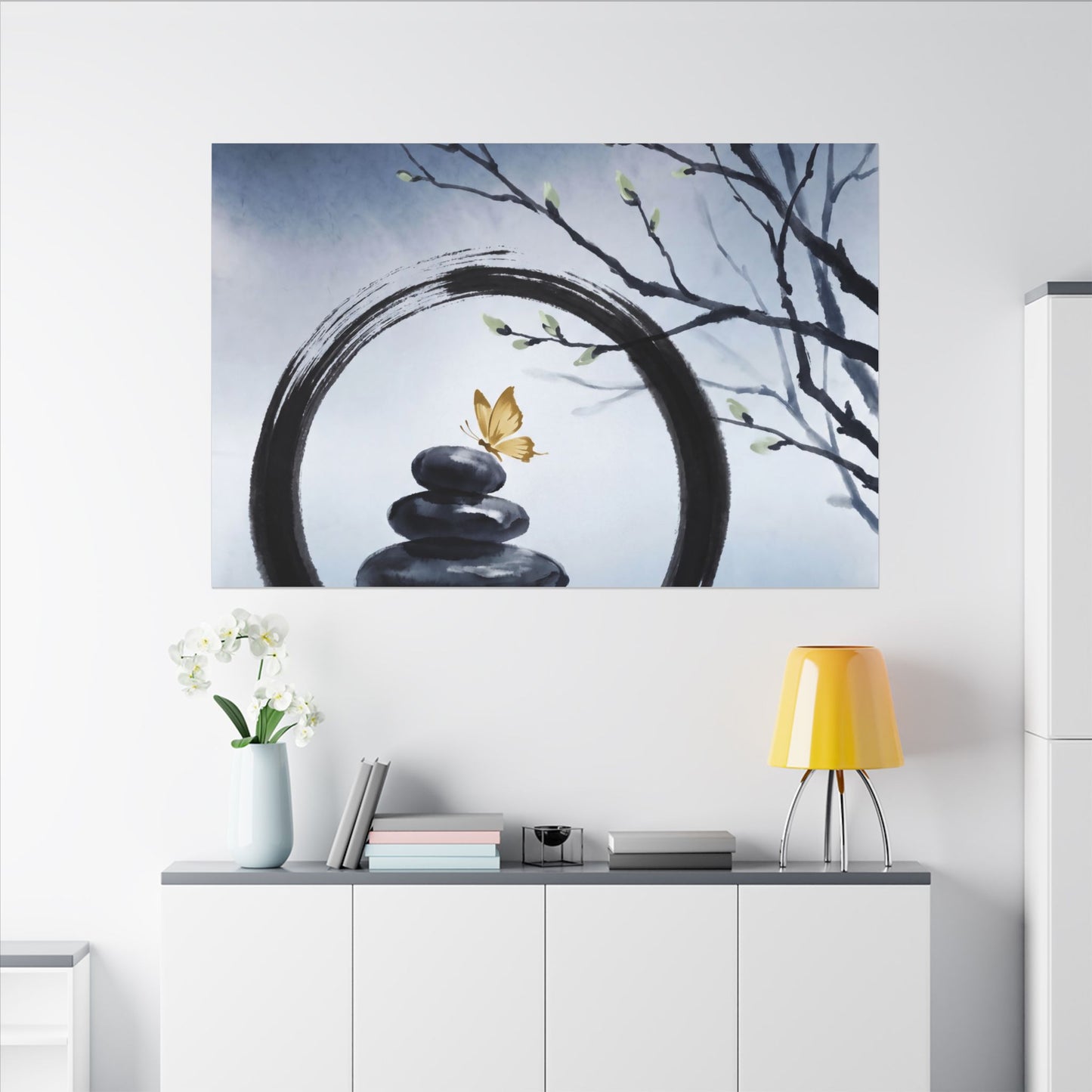 River Stones Spring Canvas Art | Zen Peaceful Design