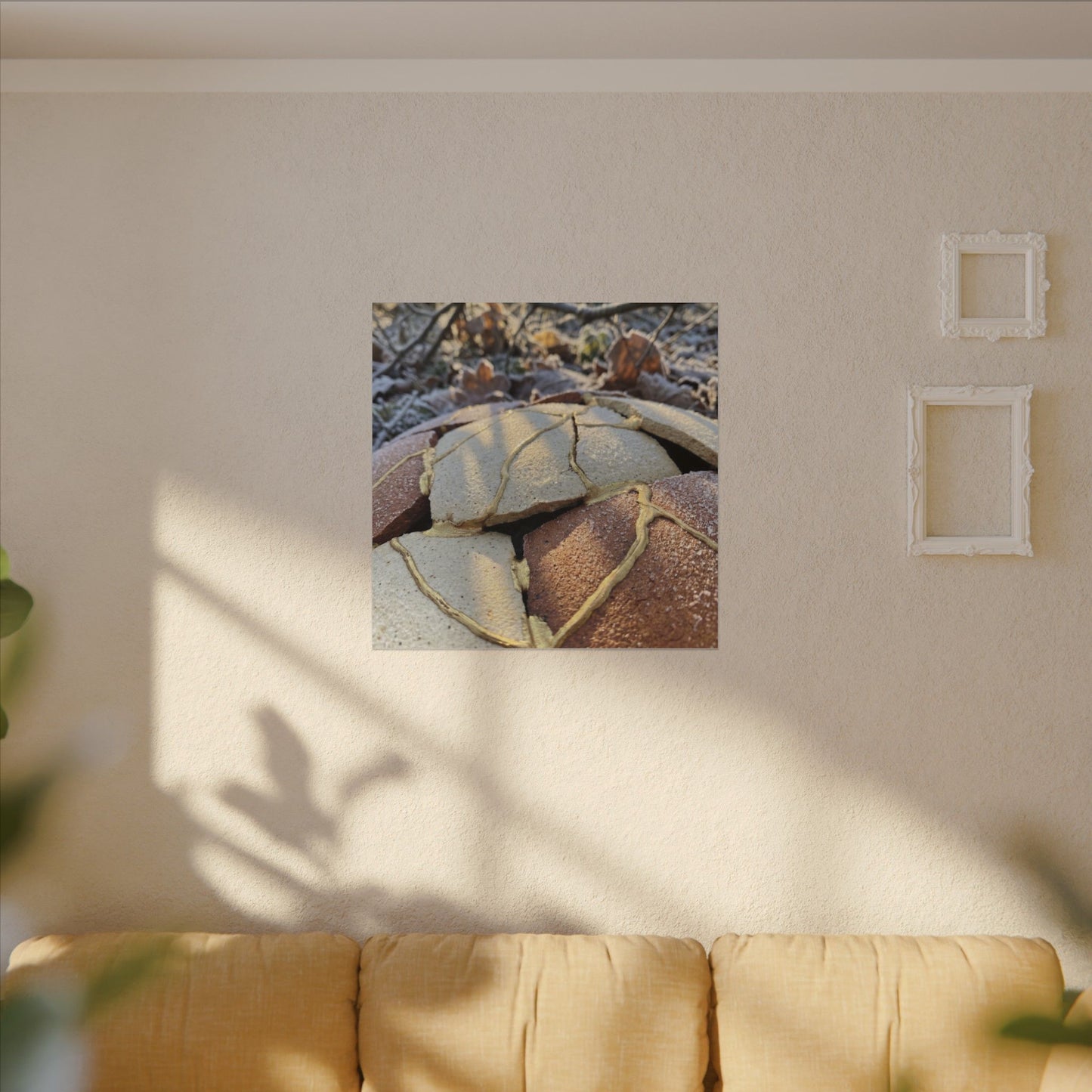Broken Pottery Crackle Gold Canvas Art | Healing Kintsugi Art