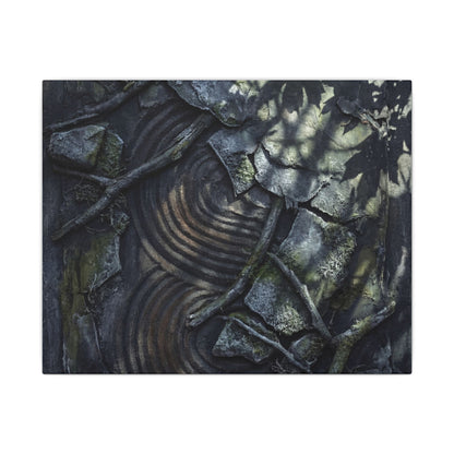 Rock Garden Canvas Art | Winter Dark Japandi Dark Texture Art
