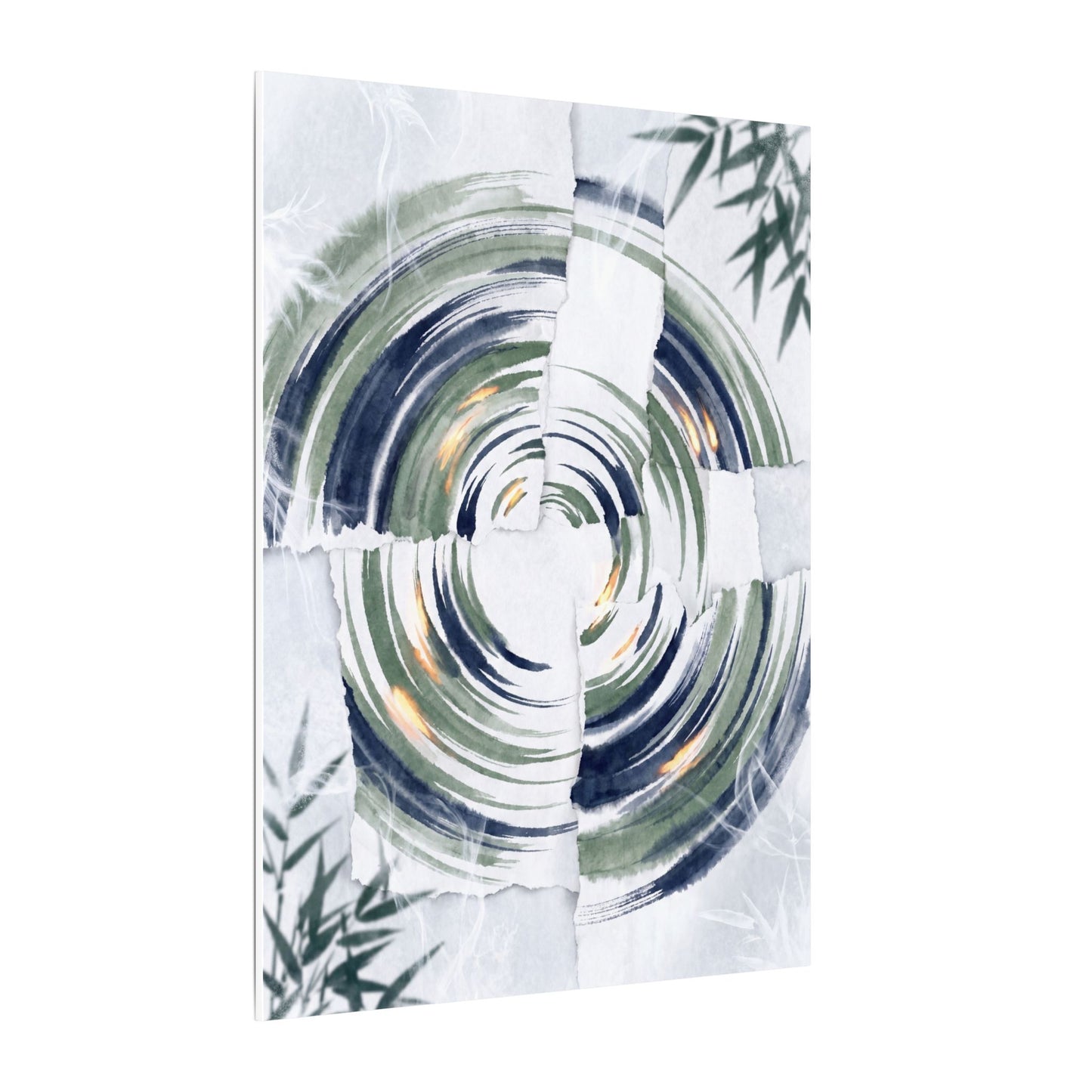 Winter Water Ripple Sumi E Canvas Art | Peaceful Decor
