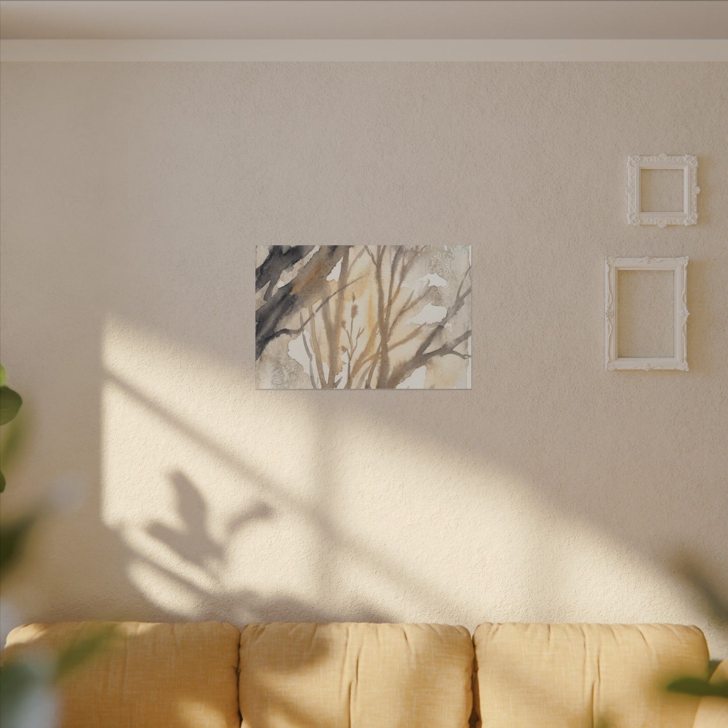 Ma Shadow Play Canvas Art - Japandi Watercolor