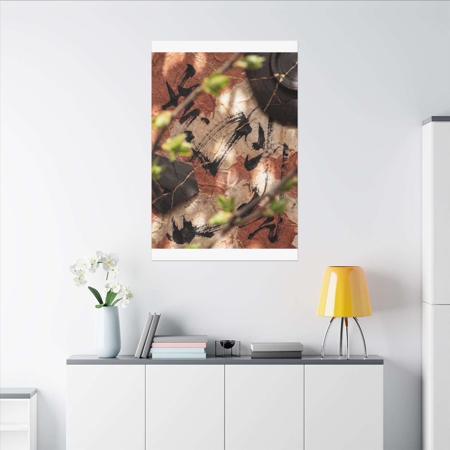 Datsuzoku Ink Brushstroke Canvas Art - Kintsugi Gold Repair