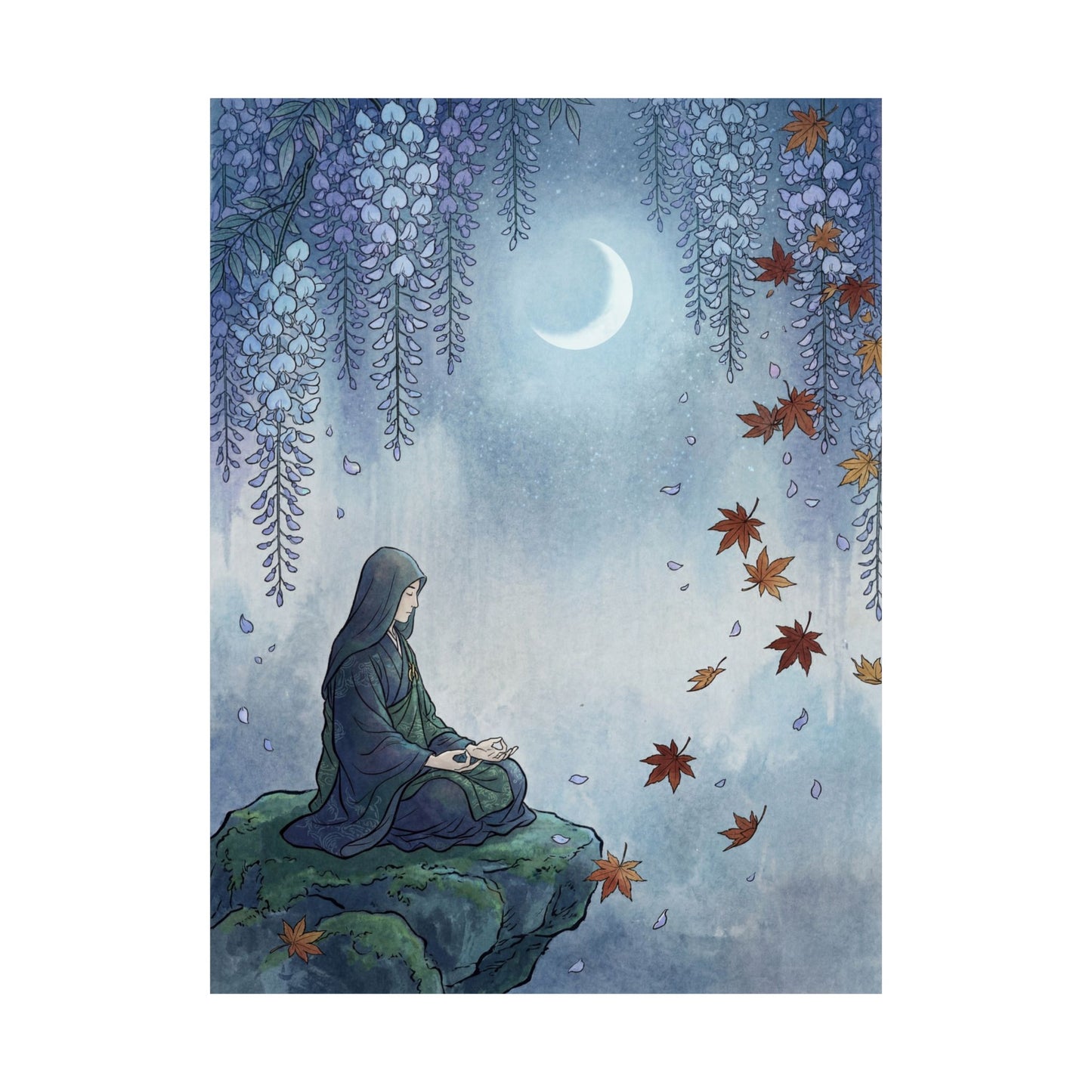 Wisteria Autumn Wall Art Print | Zen Contemplative Design