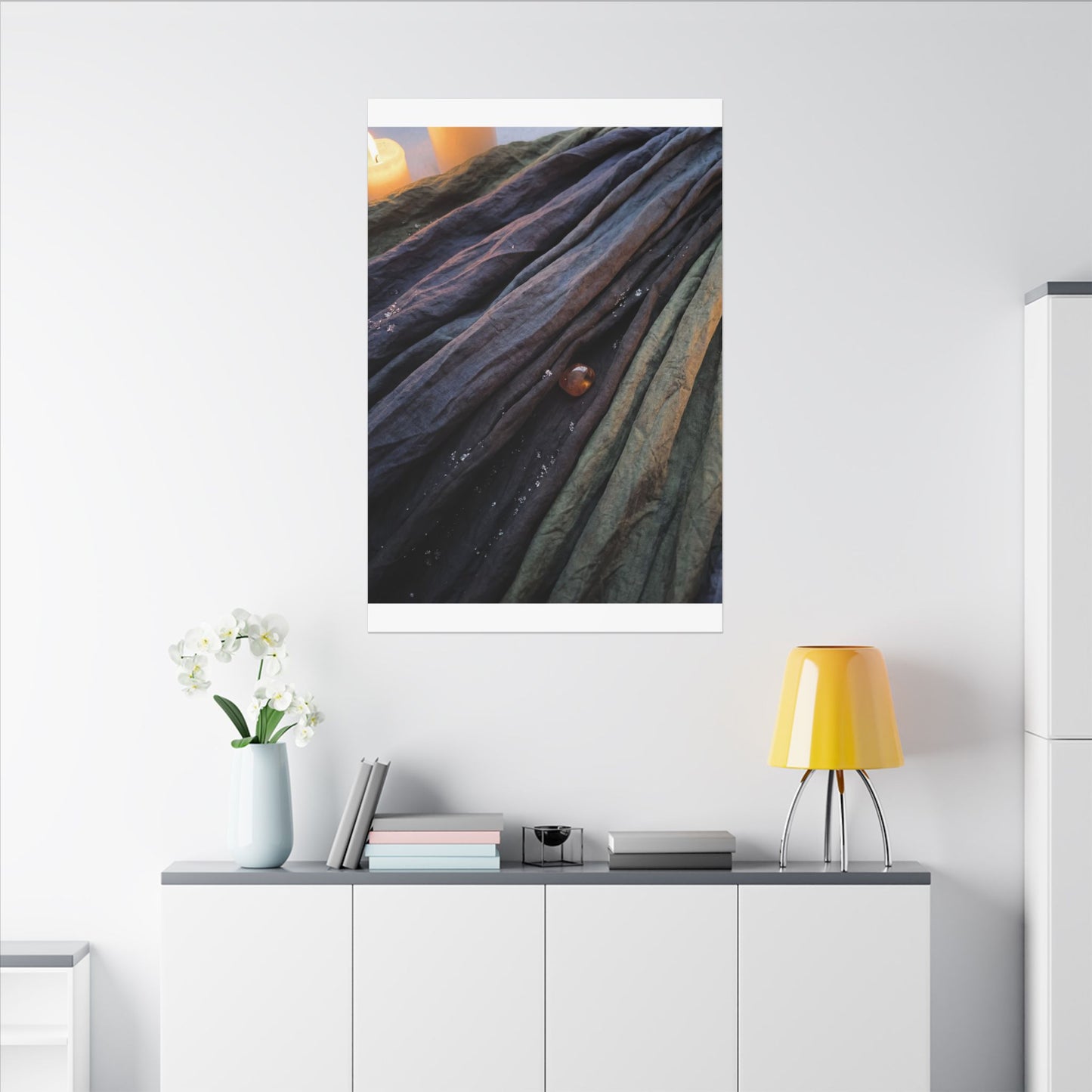 Silk Drape Shadow Zen Canvas Art | Moody Dark Japandi Art