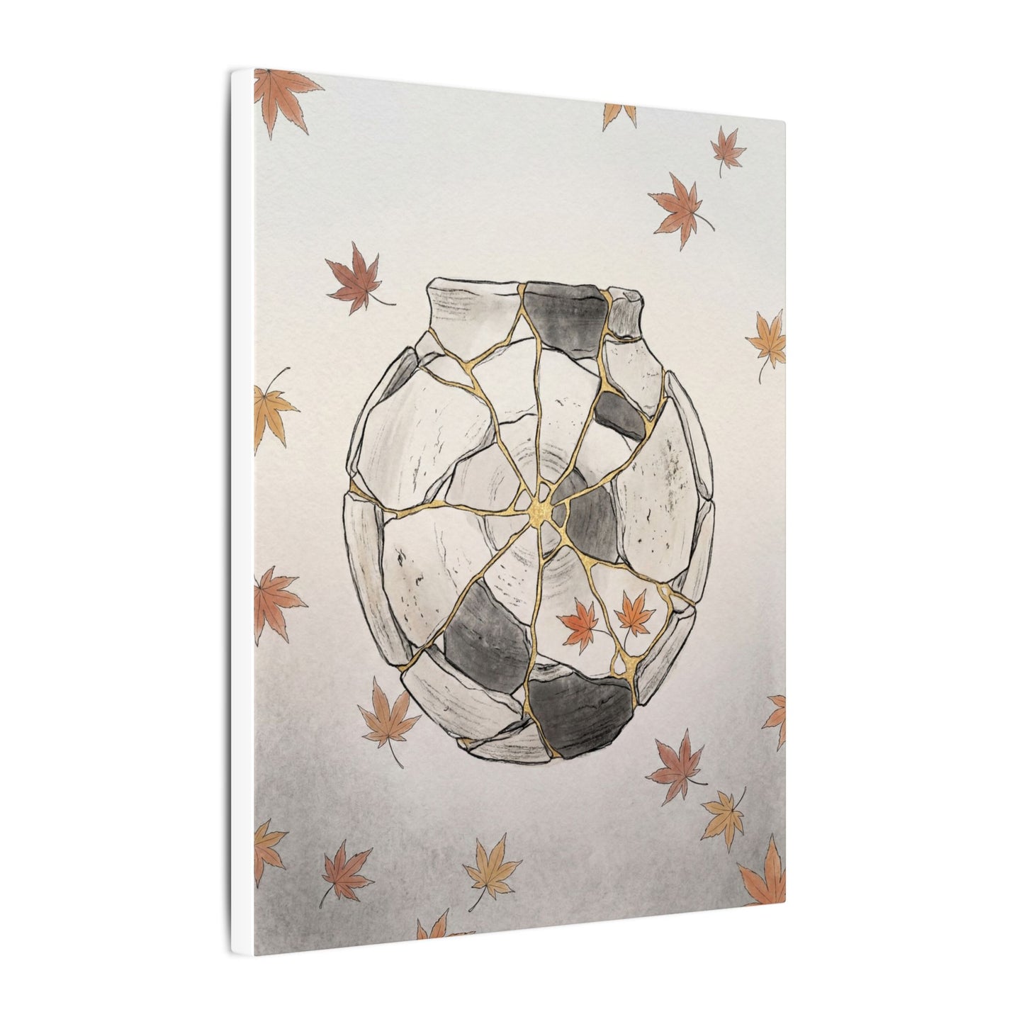 Japandi Broken Pottery in Dawn | Minimal Line Canvas Art