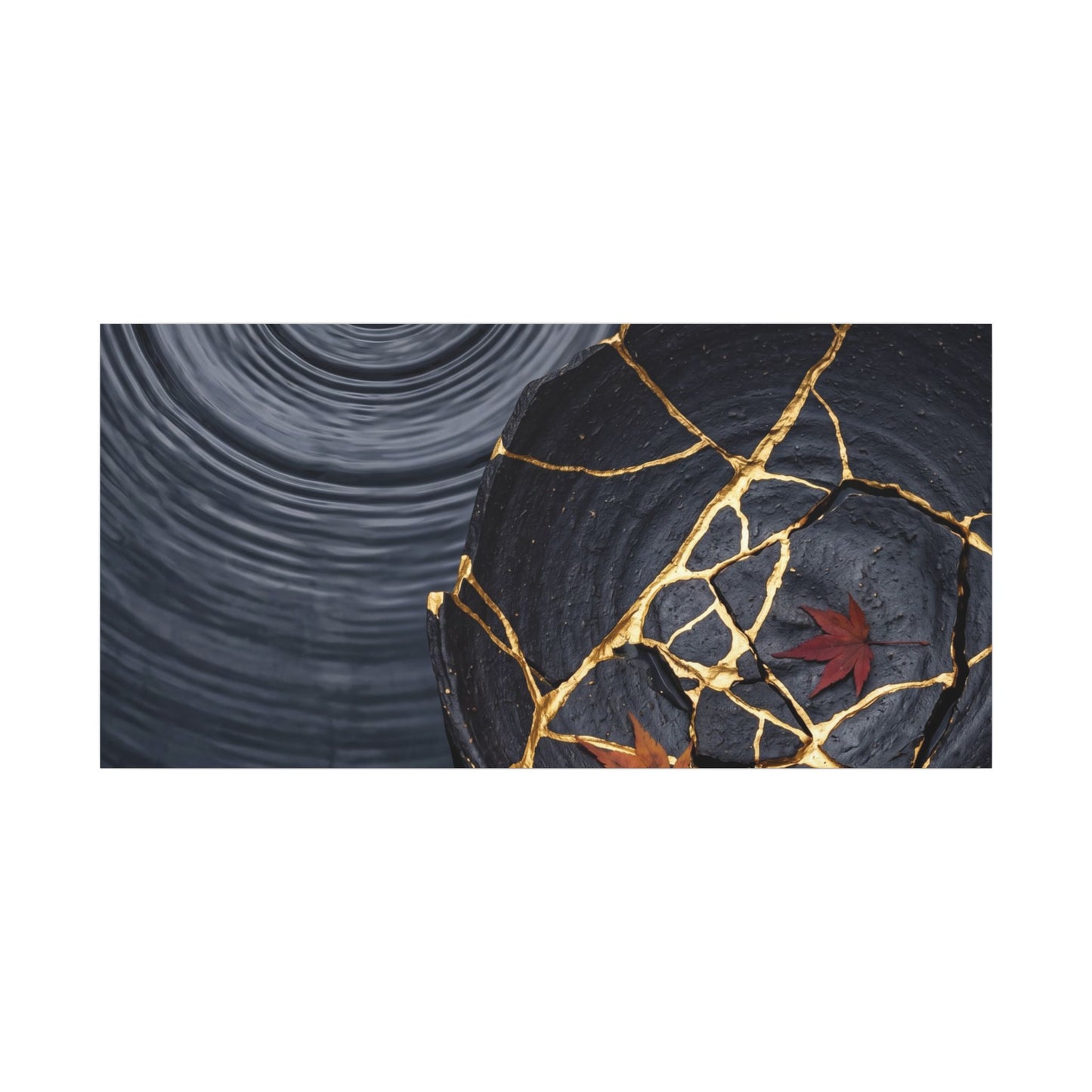 Philosophical Water Ripple Canvas Art - Gold Repair Kintsugi