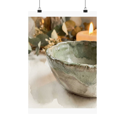 Ceramic Bowl Wall Art Print | Summer Japandi Watercolor Art Art Print
